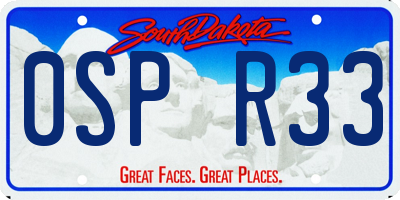 SD license plate 0SPR33
