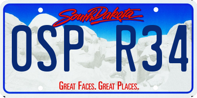 SD license plate 0SPR34