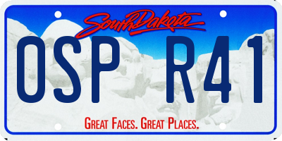 SD license plate 0SPR41
