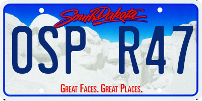 SD license plate 0SPR47