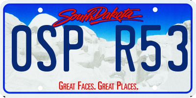 SD license plate 0SPR53
