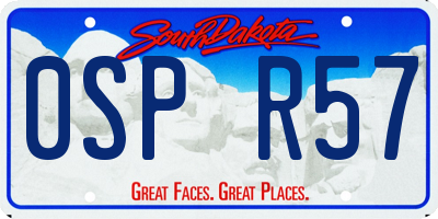 SD license plate 0SPR57