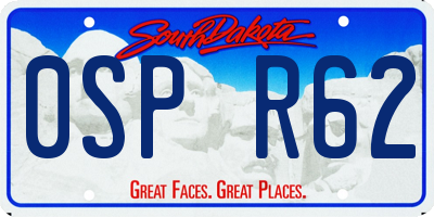 SD license plate 0SPR62