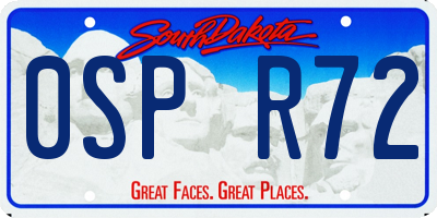SD license plate 0SPR72