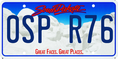 SD license plate 0SPR76