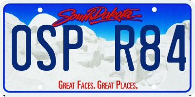 SD license plate 0SPR84