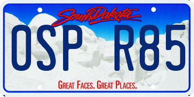 SD license plate 0SPR85