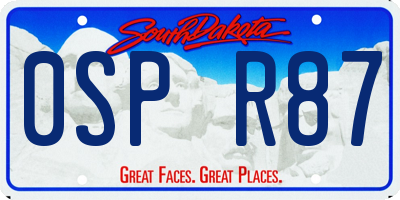 SD license plate 0SPR87