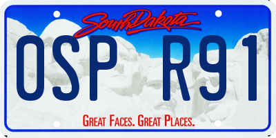 SD license plate 0SPR91