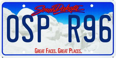 SD license plate 0SPR96