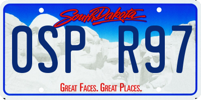 SD license plate 0SPR97