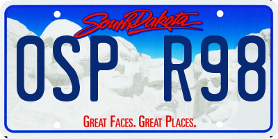 SD license plate 0SPR98