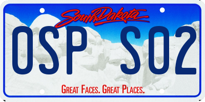 SD license plate 0SPS02