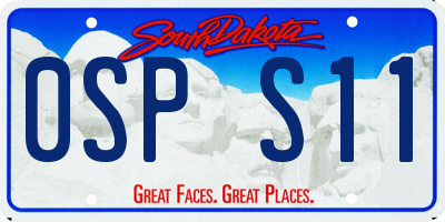 SD license plate 0SPS11