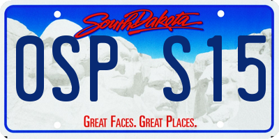 SD license plate 0SPS15