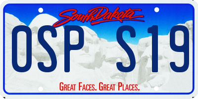 SD license plate 0SPS19