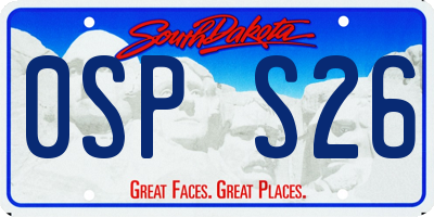 SD license plate 0SPS26