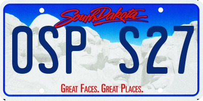 SD license plate 0SPS27