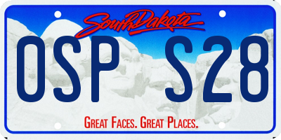 SD license plate 0SPS28