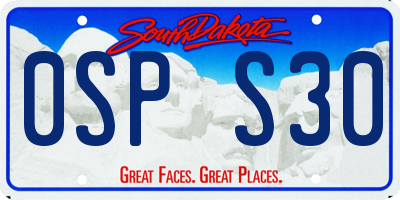 SD license plate 0SPS30