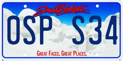 SD license plate 0SPS34