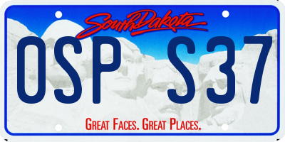 SD license plate 0SPS37