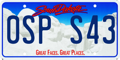 SD license plate 0SPS43