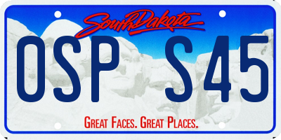 SD license plate 0SPS45