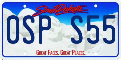 SD license plate 0SPS55