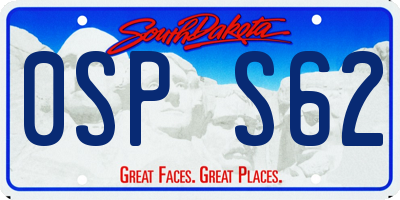 SD license plate 0SPS62