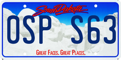 SD license plate 0SPS63