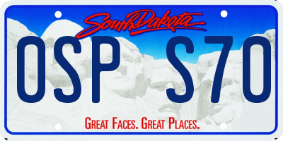 SD license plate 0SPS70