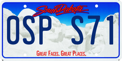 SD license plate 0SPS71