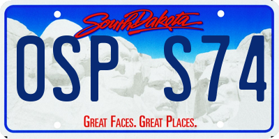SD license plate 0SPS74