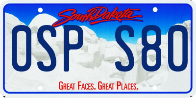 SD license plate 0SPS80