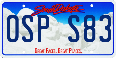 SD license plate 0SPS83