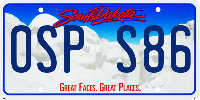 SD license plate 0SPS86