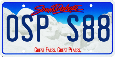 SD license plate 0SPS88