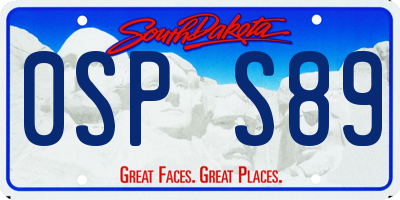SD license plate 0SPS89
