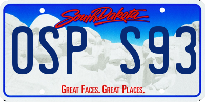 SD license plate 0SPS93