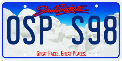 SD license plate 0SPS98