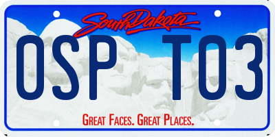 SD license plate 0SPT03