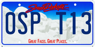 SD license plate 0SPT13