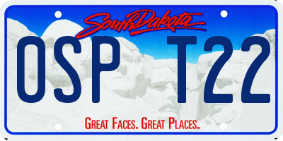 SD license plate 0SPT22