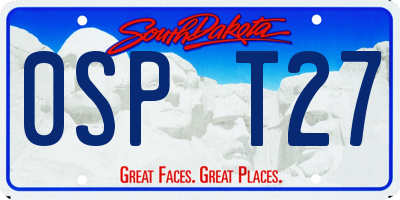 SD license plate 0SPT27