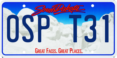 SD license plate 0SPT31