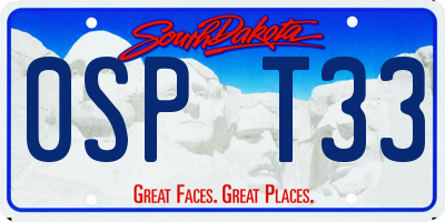 SD license plate 0SPT33