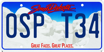 SD license plate 0SPT34
