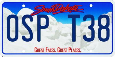 SD license plate 0SPT38