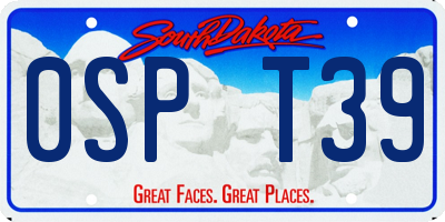 SD license plate 0SPT39